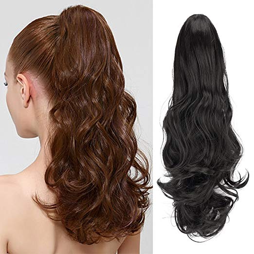 20〞Claw Ponytail Clip in Hair Extensions Hairpiece Synthetic Light Curly Soft Silky Nature Looking Heat-Resisting Different Colors for Women Fashion and Beauty-1B# 20〞Claw Ponytail Clip in Hair Extensions Hairpiece Synthetic Light Curly Soft Silky Nature Looking Heat-Resisting Different Colors for Women Fashion and Beauty-1B#